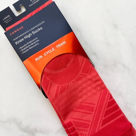 Comrad Performance Knee High Compression Socks - Coral, Size Large - Picture 2 of 5